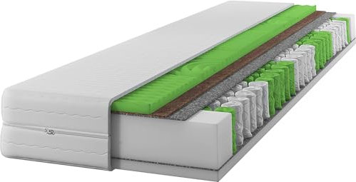 IZER Matratze 120x200 H3 / H4,17cm, 7-Zonen, Kokosnuss-Matte, Taschenfedern, Steppbezug, Federkern, Massageschaum