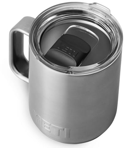 YETI Rambler Mug, Vacuum Insulated Stainless Steel Stackable Mug with Magslider Lid, Stainless Steel, 10 oz (295 ml)