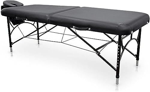 QUIRUMED Table de Massage Pliable en Aluminium Easy Force, Couleur Noire, Table de Massage, Similicuir Cuir, Rembourrage Haute densité, réglable en Hauteur, léger jusqu'à 210 kg