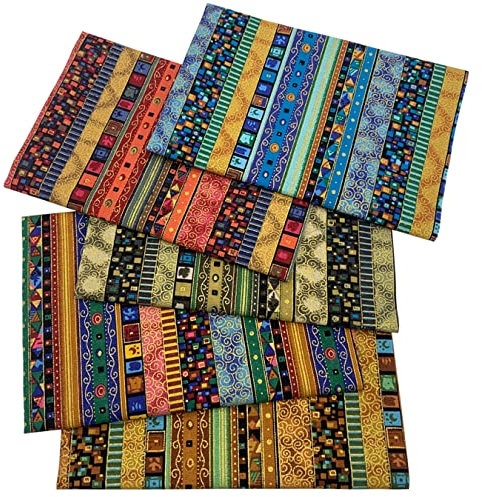 aufodara 5 Stück Baumwollstoff 47x47cm Ethnisches Muster Bronzing Stoffpaket Patchwork Dekostoff Baumwolle Stoffe zum Nähen Quilten DIY Artcraft Handarbeit
