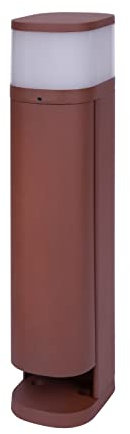BOLD 19479 VOLO luce da giardino con prese e coperchio (colonna di prese da esterno) Colore ruggine (2x Schuko | IP44 luce di bitta da esterno | 9,5 x 13,5 x 45 cm | incl. G9 max. 28 Watt - 470lm)