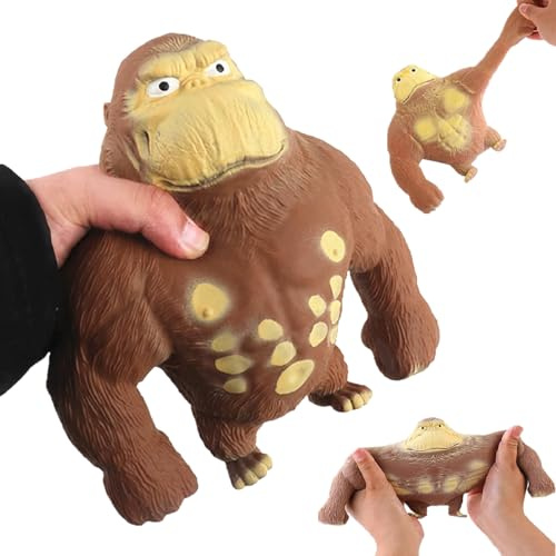 YJHWLF Gorilla-figur för stressreducering, djur, latex Monkey Gorilla Toys, anti-ångest-irritabilitets-gorilla-leksak, mjuk squeeze-leksak, lämplig för fritid, stressminskning (Gorilla M5,8 tum)