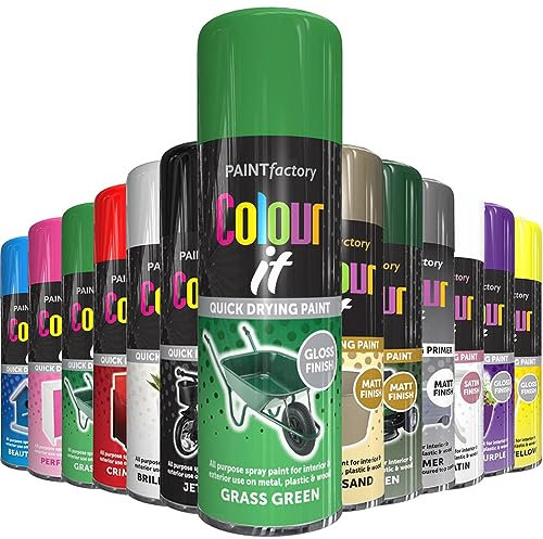 AlezyB - 1 x Grass Green All Purpose Aerosol Spray Paint 250ml. Excellent Coverage, Quick & Fast Drying for interior & exterior Multipurpose Spray for Metal | Plastic | Wood | Glass.