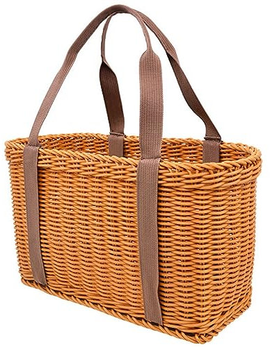 Alipis Gewebter Korb mit Griff, Picknickkorb, tragbarer Einkaufskorb, Lebensmittelbehälter, Aufbewahrungskorb für Obst, Gemüse, groß