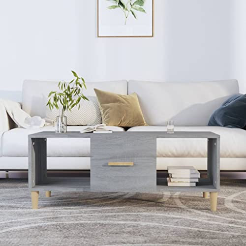 BUKSCYJS Sofa Tische Wohnzimme,Mittel Beistelltischcouchtisch Grau Sonoma 102x50x40 cm Holzwerkstoffgeeignet FüR Wohnzimmer, Neben Dem Sofa, Arbeitszimmer, Konferenzraum
