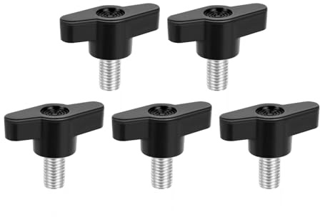 MewuDecor M8 x 20mm Z Type Handle Thumb Screws Plastic Head Mechanical Handle Bolts T-Shaped Wing Adjustable Knobs Carbon Steel, 5 PCS