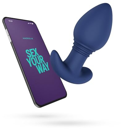 AMORELIE Joy – App-gesteuerter Anal-Plug Move | Vibrierend Wasserfest aus Silikon & ABS