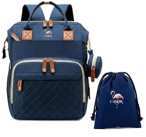 M4268782 CAMIR- Mochila carro bebé Pañaleras para bebés Bolsos carro bebé Mochilas maternidad pañales Bolsa pañales mama Bolsas maternidad hospital (AZUL)