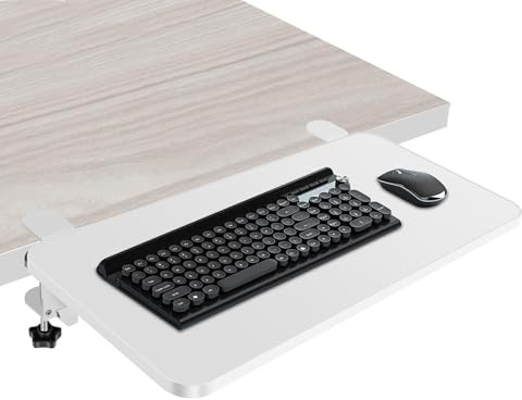 NIHUIFDPY Ergonomics Desk Extender Tray, 52x25cm Table Mount Arm Rest Shelf, 90° Foldable Keyboard Drawer Tray Platform, Clamp on Computer Arm Rest for Desk Office Home