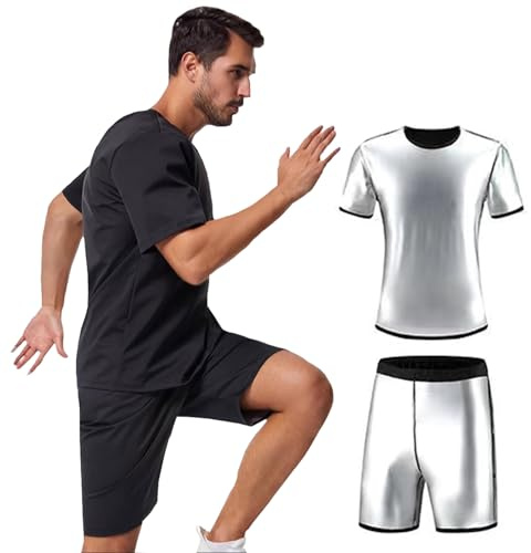 Sauna Suit for Men Weight Loss, Workout Sweat Suits - Sauna Vest ＆ Shorts, Sauna Sweat Suit for Fitness Running & Boxing,2XL,Black
