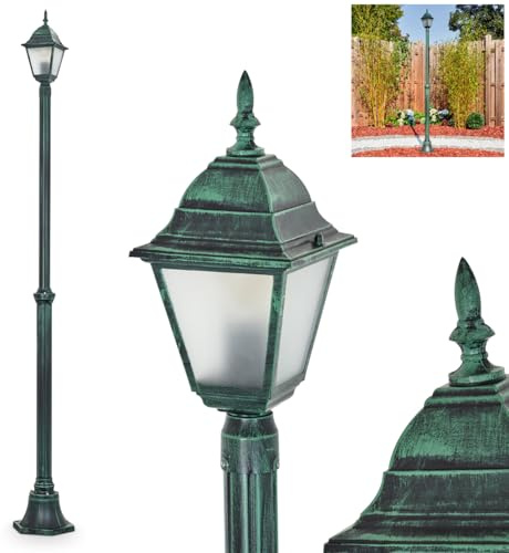HOFSTEIN Kandelaber Naofe, Außenwegeleuchte aus Metall/Glas in Schwarz/Grün/Milchglas, Wegeleuchte im Vintage/Antik/Landhaus-Design für Garten, Außenbereich, Hof, Höhe 196 cm, 1 x E27, IP44