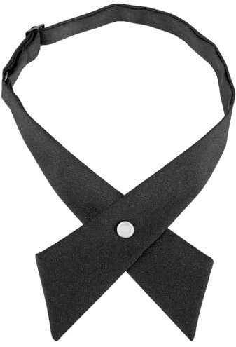 Lusofie Damen Schwarz Krawatte Verstellbar Kreuz Krawatte mit Knopf Kreuzfliege für Damen Mädchen JK Uniform Schuluniform Zubehör