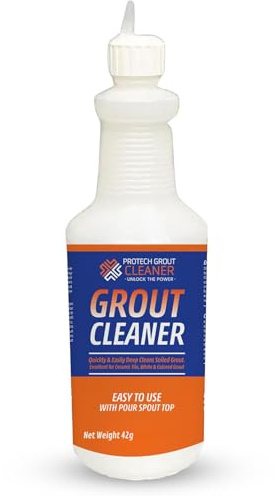ProTech Grout Cleaner & Stain Cleaner - 32 Ounce After Adding Water - Heavy Duty Grout Stain Remover for Tile Floors, Showers, bathroom grout & Kitchens. Non-Toxic & Safe, Best for Deep Cleaning