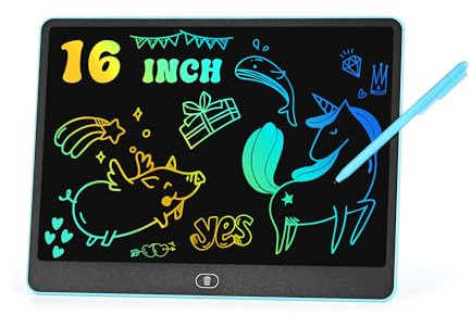 LCD Writing Tablet Doodle Board, 16 inch Colorful Drawing Tablet Writing Pad for Kids, Electronic Erasable Learning Educational Girls Gifts Toys for 3 4 5 6 7 Year Old Girls Boys