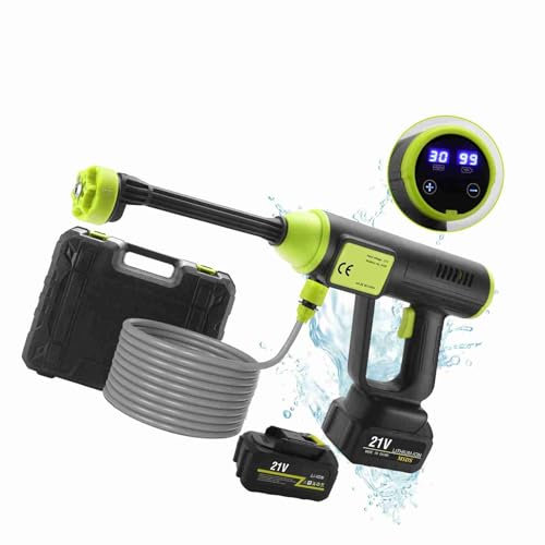 Batteridriven högtryckstvätt, trådlös tryckrengöringspistol, 980 PSI bärbar högtryckstvätt med borstlös motor, 6 spraylägen, för bilar, fönster, gräsmatta, trädgårdar, pooler (EU-kontakt)