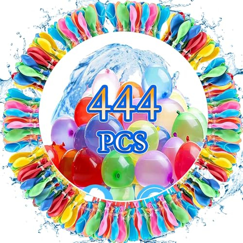 Funnity Ballon d'eau, 444 Pcs Bombe a Eau, Livré Avec 4 Connecteurs de Robinet, Convient pour les Jeux D'eau, les Fêtes de Piscine
