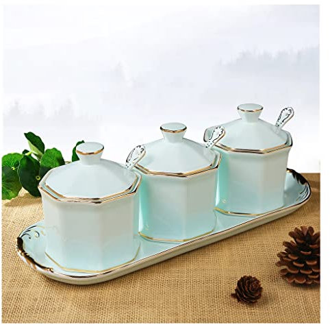 ABBNIA Barattolo per condimenti, Set di oliera, saliera in Ceramica, Set di Bottiglie portaoggetti per Cucina Minimalista
