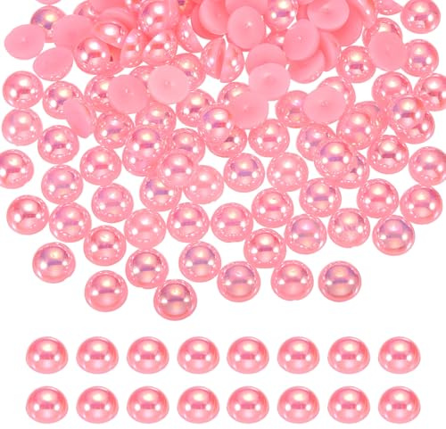 sourcing map 150 piezas de media perla para manualidades, perlas de imitación de plástico de 14 mm con parte trasera plana, cuentas sueltas de diamantes de imitación para manualidades, ropa, vaso