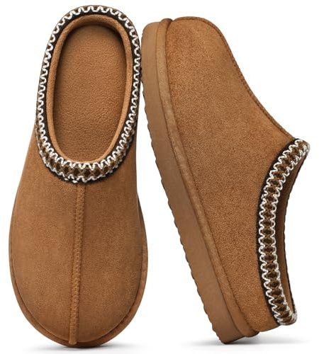 Litfun Memory Foam Slippers for Women Cozy Warm House Shoes Indoor and Outdoor, Chestnut 40/41