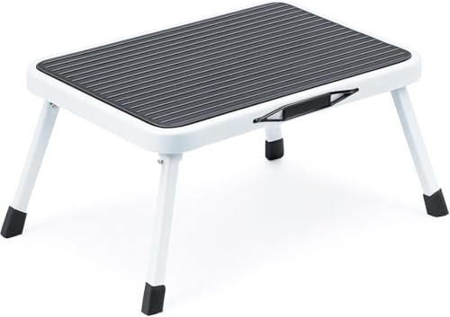 iTrend Folding Stool, One Step Caravan Steps, Easy to Store Anti Slip One Step Stool, Sturdy Alloy Steel Ladder for Home, Kitchen, Motorhome and Garage, 150kg Max Capacity