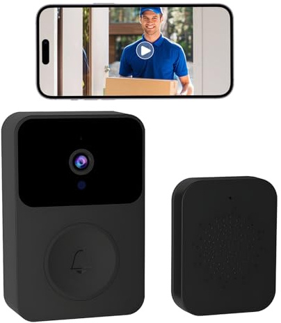 OBEST Sonnerie sans Fil avec Caméra, Jeu de Sonnerie Électronique 150M avec Récepteurs Plug-in, Vision Nocturne, Audio, Bidirectionnel pour la Maison, Le Bureau, l'hôtel