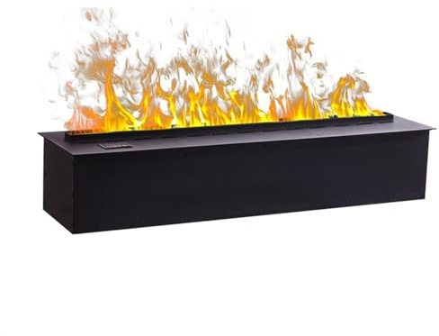 VEXDOSLE Camino a Vapore Acqueo 3D con Umidificatore Fiamma Camino Elettrico da Incasso con Pannello Metallico in Acciaio Inossidabile da 31, Simulazione Fiamma 3D tattile, Nero