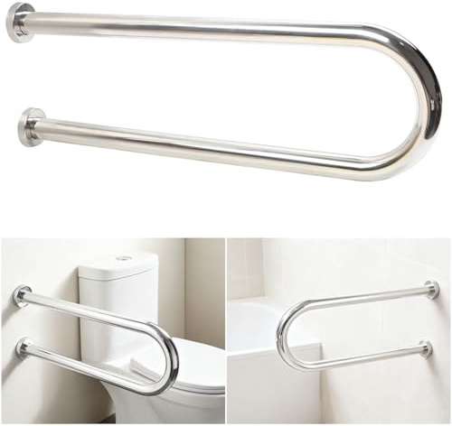 YedZen Behinderten WC Haltegriff, 304 Edelstahl Haltegriff für Senioren, 60cm Rutschfest Stützgriff Toilette, Aufstehhilfe Toilette, WC Haltegriff Wandstützgriff, Tragfähigkeit von 150kg