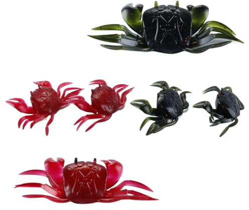Ausi Lot de 4 leurres artificiels souples en forme de crabe, appâts de pêche de simulation 3D avec pattes et yeux réalistes pour pêcher le bar, la truite, le sébaste et le snook