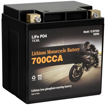 Autocessking YTX30L-BS Lithium Battery, 700A LiFePO4 Motorcycle Battery, 12V 10AH ATV, UTV, Jet Ski, Scooter, Lawn Mower, Tractor, Generator, Built-in Smart BMS