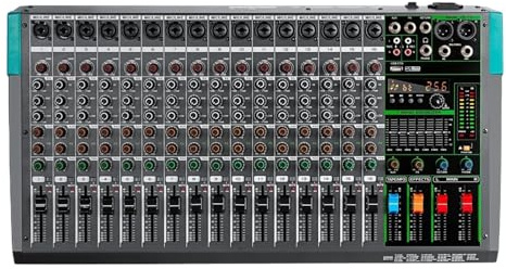 Mezclador De Sonido De 16 Canales, Consola Mezcladora De DJ USB con Alimentación Phantom De 48V, Mesa De Sonido De 256 Efectos For Escenario Ampliamente Aplicable