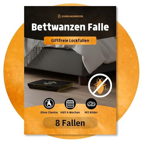 Bettwanzen Falle – 8 Stück – Mit Lockmittel – Wirksam bis zu 4 Wochen – Zur Bedarfsermittlung & Befallskontrolle – Ohne Chemie – Gegen Cimex lectularius & C. hemipterus (Bed Bug Trap)