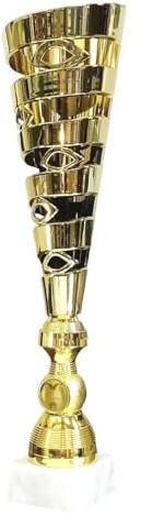 tecnocoppe Coppa Trofeo Dorata 37,00 cm Base in Marmo Bianco, Disponibile in 3 Altezze