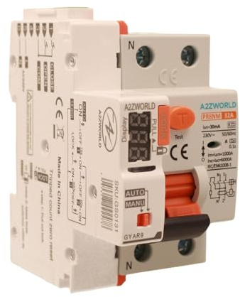 Interruttore Differenziale Riarmo Automatico 32A, Salvavita Tipo A 30mA, 3 Tentativi (10s/60s/300s), Occupa 3 Moduli DIN, RCCB 1P+N 6kA 220V, Display A Led