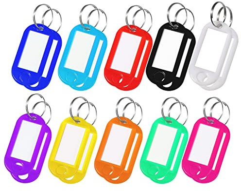 Oderra 20 Pezzi Targhette Portachiavi, Portachiavi Etichetta, 10 Colori | Porta Chiavi Utilizzato per Bagagli, etichette per Nomi di Animali Domestici