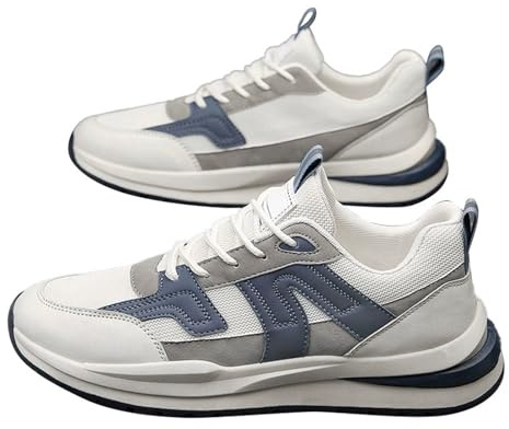 YKPAVV Zapatos de pies anchos para hombre Zapatillas de moda para hombre para primavera y – Cómodos zapatos casuales PU - Esquí de fondo clásico para hombre con encuadernación y zapatos, azul, 44 EU