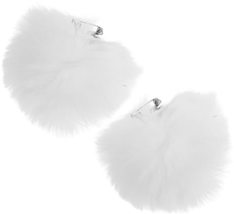 MOBUTOFU Weiße Fellbommel Schuhanhänger Abnehmbare Schuhclips 2 Stück aus Künstlichem Pelz Elegante und Modische Accessoires zur Dekoration von Schuhen und Hüten für Besondere Anlässe