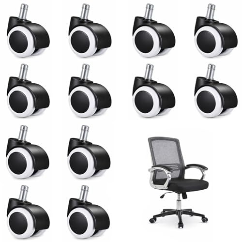Office Chair Wheels, 12PCS Office Chair Wheels Replacement | 11mmx22mm Desk Chair Wheels for Gaming Chair Desk Chair Swivel Chair