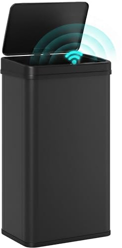 HOMCOM 50L Sensor Bin Soft Close Stainless Steel Kitchen Bin Black