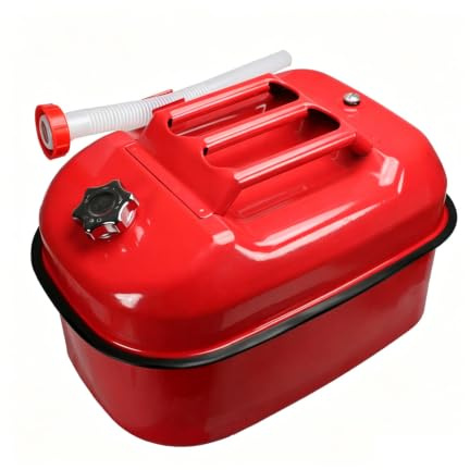 20L metallbensindunk, bärbar bränsleförvaringsdunk med pip, läckagesäker bensinbehållare för generator, gräsklippare