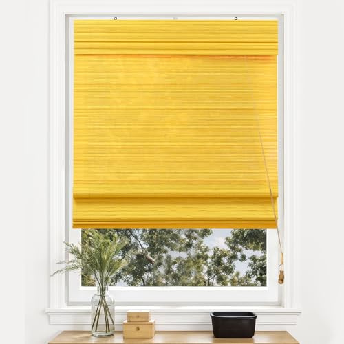 Victoria M. Bambus Raffrollo Sonnenschutz Sichtschutz Rollo Seitenzugrollo, für Fenster und Türen, Blickdicht, 70 x 220 cm, Bambus