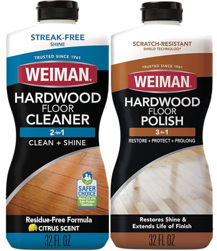 Weiman Hardwood Floor Cleaner and Polish - Restorer Combo - Wood Floor Cleaner - 2 Pack