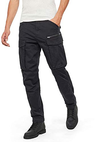 G-STAR RAW Rovic Zip 3D Cargobyxor med rak avsmalnande passform för män, Mörksvart, 35W / 32L