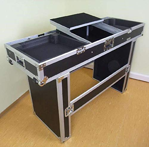 TEGO PRO 27200 Konsole Road TISCH mit Laptopablage für 2 Plattenspieler, 19 Mischpult und Laptop - Case Mobile Digital DJ Desk Flightcase
