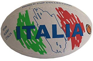 mikado 49806, Pallone da Rugby Italia Modello/Colore Bianco, Dimensione Normale