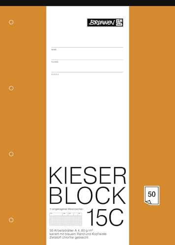 10X BRUNNEN Block A4 Kieserblock kariert 50Bl