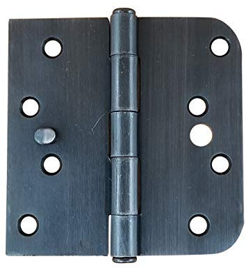 Security Door Hinges - Oil Rubbed Bronze - 4 Inch with 5/8 Radius - Security Tab - 2 Pack