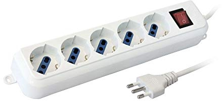 TEMPO DI SALDI Ciabatta Multipresa Elettrica Con 5 Posti Schuko Con Interruttore Per Accensione
