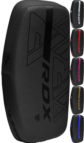 RDX Pao Boxe Thai Incurvé Bouclier de Frappe Kick boxing, MuayThai Poignée Solide, Strike Shield Pad Maya Hide Cuir Pattes d'ours pour MMA Entraînement, Arts Martiaux, Taekwondo, Sports de Combat NOIR