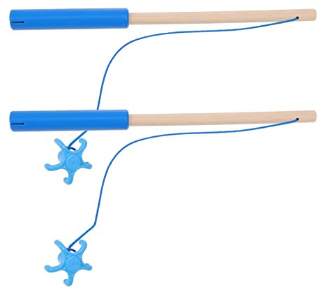 Toddmomy Magnetische Angelruten aus Holz, 2 Stück, für Kinder, Spielzeug, Angeln mit Magnethaken für Angelspiele, Jungen und Mädchen