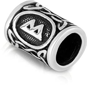 NKlaus 925 Sterling Silber Bartperle Futhark BERKANA Haarperle Herren Bartschmuck 2165